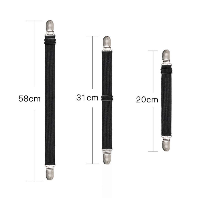 Goodtimes Adjustable Bed Sheet Straps Suspenders Elastic Sheet Fasteners Grippers Garters Clips for Flat & Fitted Sheet Corner Holder,Ironing Board Cover, Mattress, Cribs, Sofa Cushion& More(Short type--8 pack) - Image 4